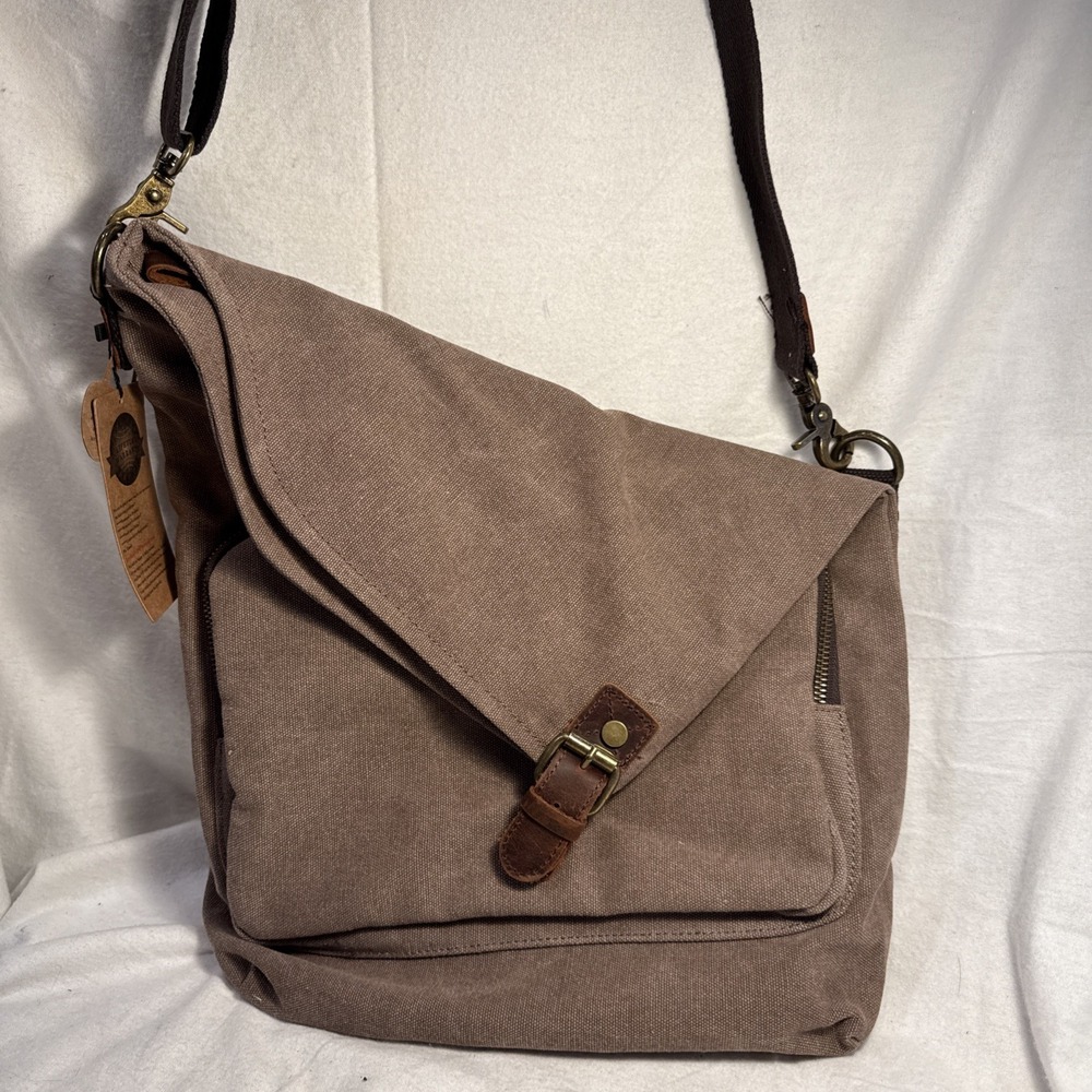 Amhoo Canvas Crossbody MessengerBag‎ Heavyweight Pockets Boho Chic Hippie NEW
